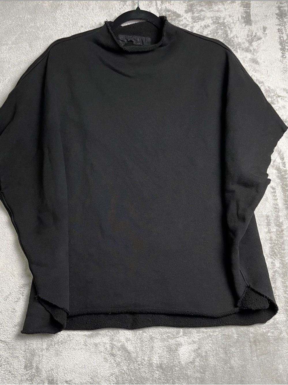 Frank & Eileen 100% Cotton Black Capelet Poncho Triple Fleece French Terry Lined